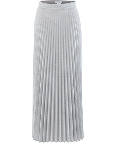 Max Mara Long Skirt In Gessato Grigio Chiaroscuro/bianco