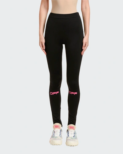 Off-white Gym Leggings W/ Logo In Black/pink