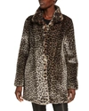 Calvin Klein Faux Fur Coat In Charcoal Leopard