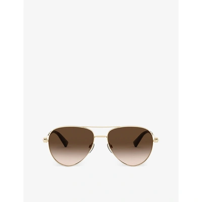 Valentino Va2034 Pale Gold Sunglasses In Gradient Brown