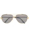 Cartier 60mm Aviator Sunglasses In Gold Gold Grey