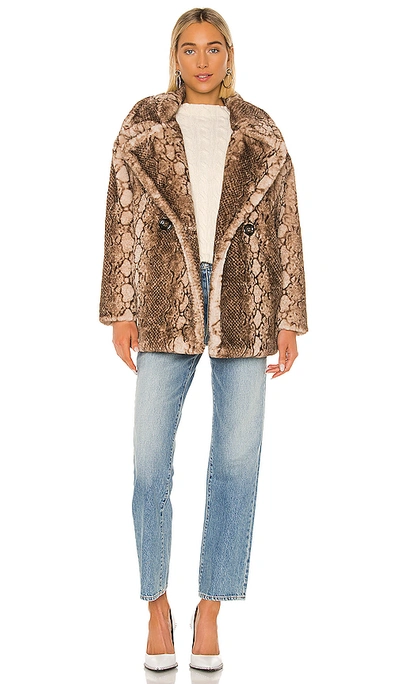 Apparis Cecile Faux Fur Coat In Mocha Python