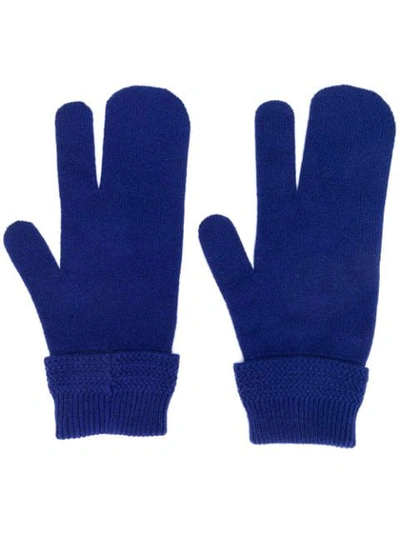 Maison Margiela Blue Cashmere Blended Wool Gloves