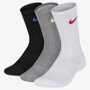 Nike Performance Cushioned Crew Kids' Training Socks (3 Pair) In Multi-color