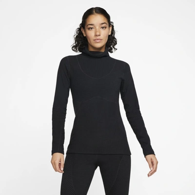 Nike Pro Hyperwarm Womens Velour Top In Black