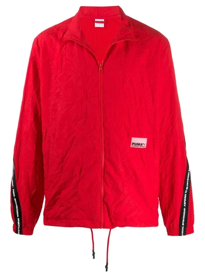 Puma Logo-tape Crinkle Jacket In Red