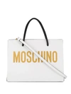 Moschino Square Logo-print Tote Bag In White Print