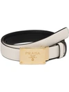 Prada Reversible Branded Belt In White