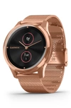 Garmin Vivomove Luxe Milanese Mesh Bracelet Touchscreen Hybrid Smartwatch, 42mm In Rose Gold-black