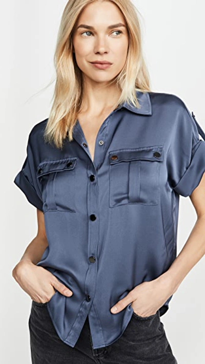 Ramy Brook Sawyer Snap-front Shirt In Slate