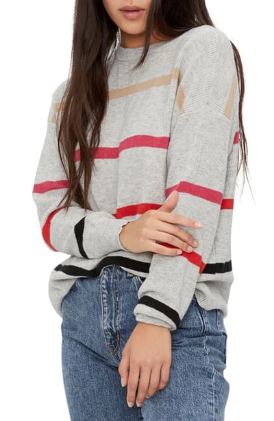 Michael Stars Sammi Striped Ribbed-knit Sweater In Heather Grey Multi