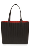 Mansur Gavriel Vegetable-tanned Pleated Tote Bag In Black/red