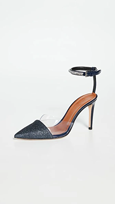 Self-portrait Mila Crystal Embellished Pumps In Navy/clear/navy