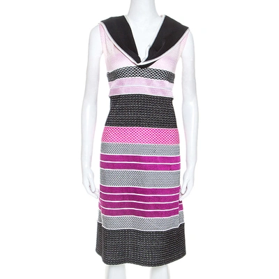 Pre-owned Missoni Pink And Black Knit Sleeveless Dress M