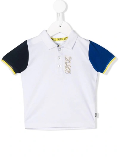 Hugo Boss Babies' Contrasting Sleeve Polo Shirt In White