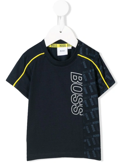 Hugo Boss Babies' Contrast Logo T-shirt In Blue