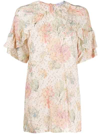 Red Valentino Metallic Embroidered Floral Blouse In Neutrals