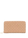 Bottega Veneta Intrecciato Weave Zip-around Wallet In Neutrals