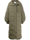Ganni Detachable Sleeves Quilted Puffer Coat In Kalamata