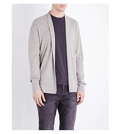 Allsaints Mode Open-front Wool Cardigan In Smoke Grey Mar