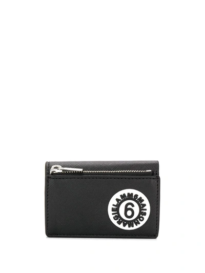 Mm6 Maison Margiela Logo Patch Zip Purse In Black