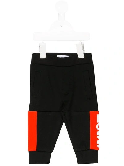 Hugo Boss Kids' Colour-block Track Trousers In Black