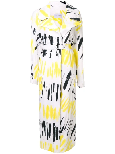 Strateas Carlucci Meta Tie-dye Trench Coat In Yellow