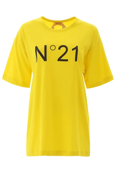 N°21 Logo T-shirt In Yellow,black