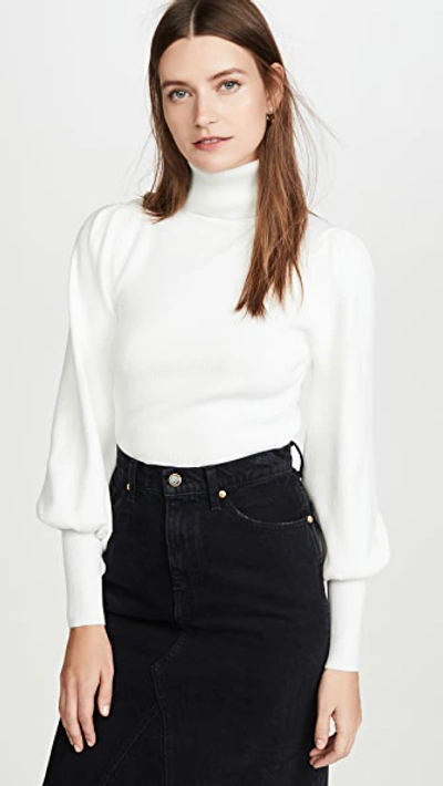 A.l.c Karla Blouson-sleeve Turtleneck Sweater In White