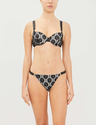 Myla Victoria Park Padded Lace Bra In Black And Cream