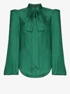 The Vampire's Wife Bell Sleeve Tie-neck Blouse In Green