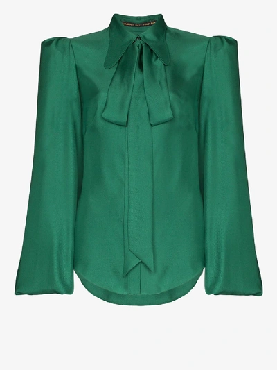 The Vampire's Wife Bell Sleeve Tie-neck Blouse In Green