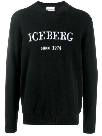 Iceberg Pullover With Logo Intarsia In Black