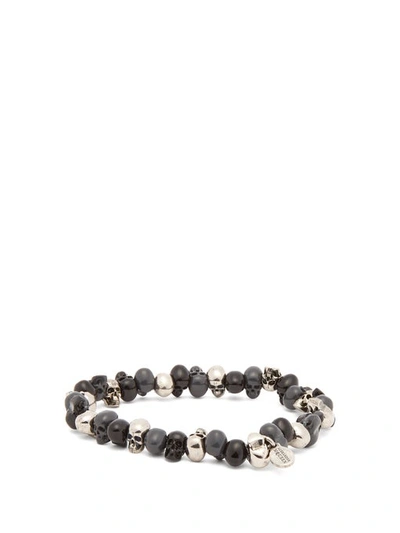 Alexander Mcqueen Bicolor Skull Bracelet In Black