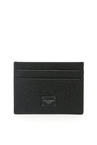 Dolce & Gabbana Dauphine Calfskin Cardholder In Black