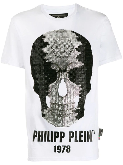 Philipp Plein Rhinestone Skull T-shirt In White