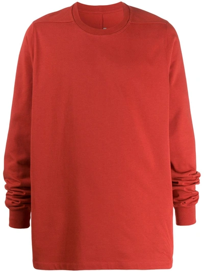 Rick Owens Long-sleeve Fitted Sweatshirt In Red