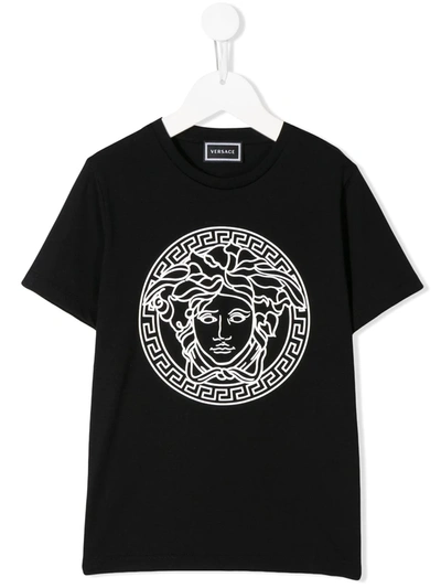 Young Versace Teen Medusa Logo Printed T-shirt In Black