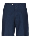 Drumohr Man Shorts & Bermuda Shorts Midnight Blue Size M Linen