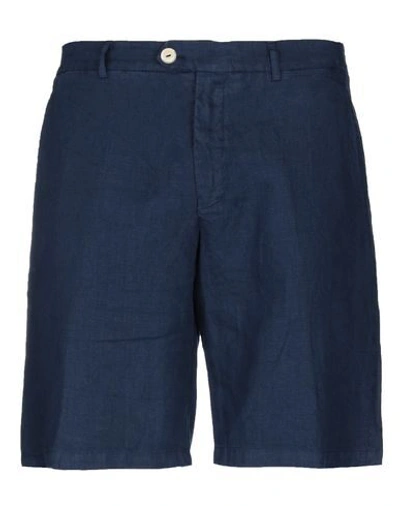 Drumohr Man Shorts & Bermuda Shorts Midnight Blue Size M Linen