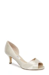 Nina Contesa Open Toe Pump In Ivory Satin