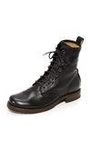 Frye Veronica Leather Combat Booties In Black