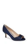 Nina Chezare Peep Toe Pump In New Navy