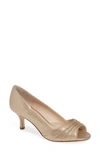 Nina Chezare Peep Toe Pump In Taupe Metallic Fabric