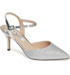 Nina Tonya Pointy Toe Pump In Silver Glitter Fabric