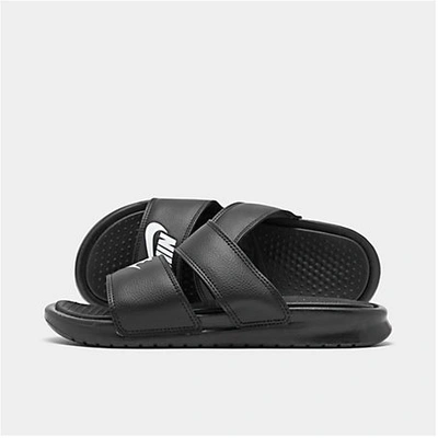 Nike Women's Benassi Duo Ultra Slide Sandals From Finish Line In Black/white