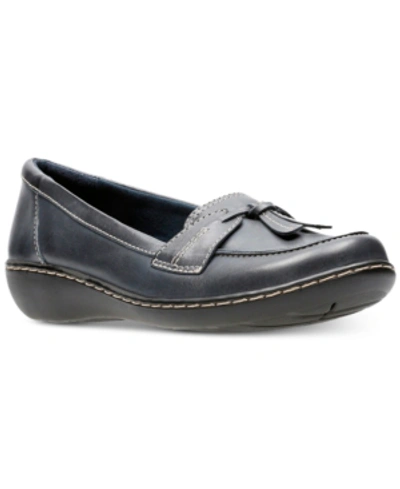 Clarks Collection Women's Ashland Bubble Flats Women's Shoes In Navy Leather