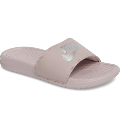 Nike Women's Benassi Jdi Swoosh Slide Sandals From Finish Line In Pink
