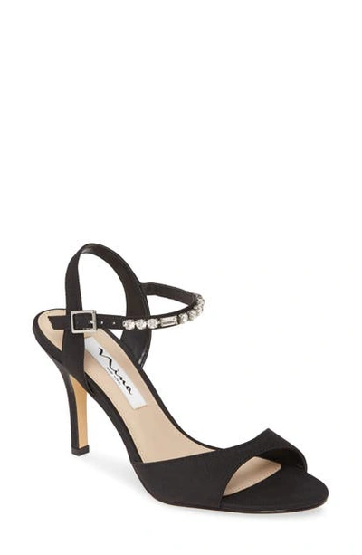 Nina Valena Sandals With Ankle Strap Women's Shoes In Black Fabric