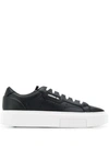 Adidas Originals Sleek Leather Lace-up Sneakers In Black/ Black/ White